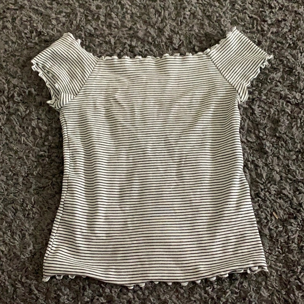 Striped off the shoulder short sleeve